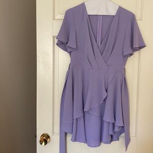 V-neck wrap mini dress with ruffle hem